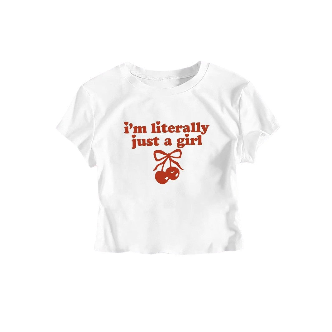 Dame Crop-T-Shirt med frække kirsebærmotiv og legende kunstnerisk design Skovae