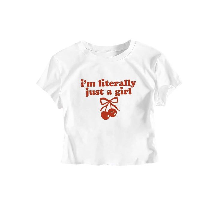 Dame Crop-T-Shirt med frække kirsebærmotiv og legende kunstnerisk design Skovae