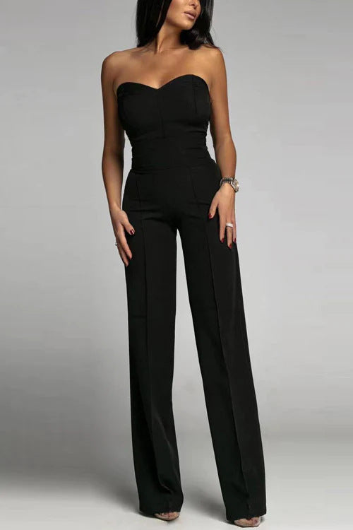 Dame elegant jumpsuit med off-shoulder design og vid ben Skovae