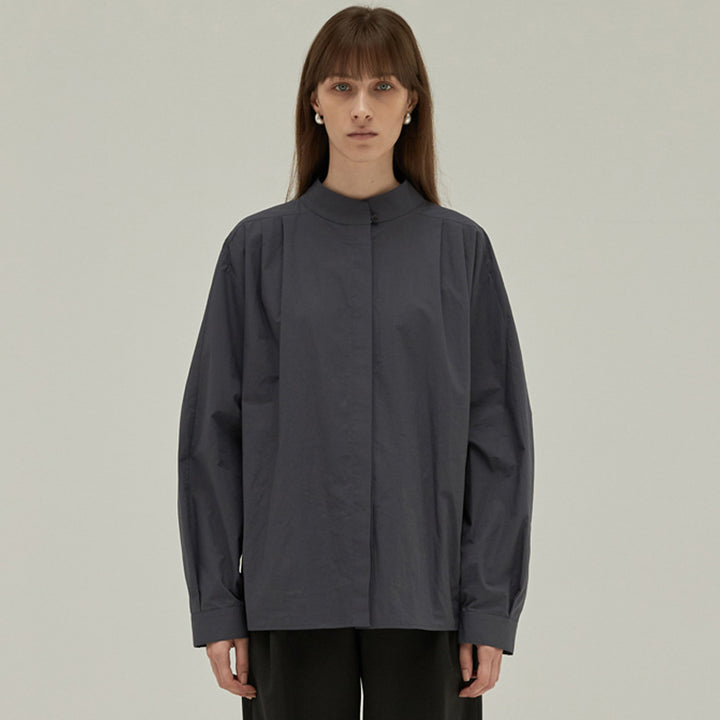 Dame Elegant Blusenshirt med Ståkrave og Faldlægning Stilla