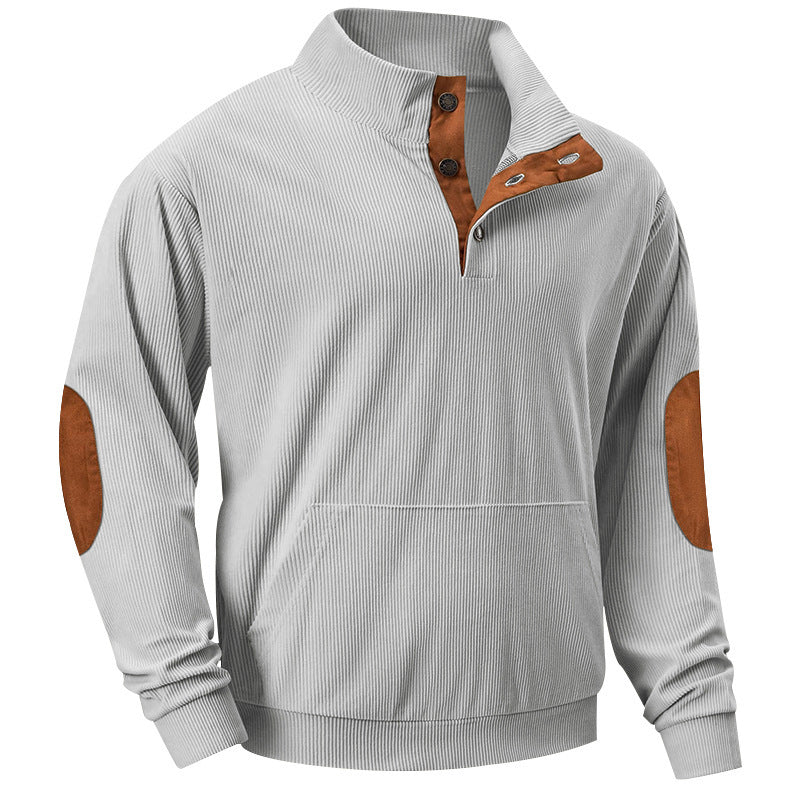 Herrer afslappet sweater med moderne ståkrave og dekorative knapper Stilla