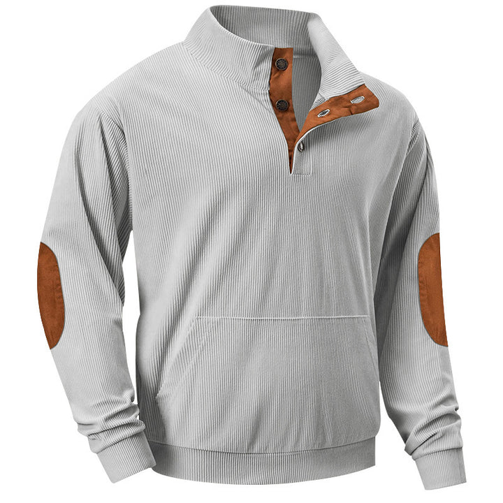 Herrer afslappet sweater med moderne ståkrave og dekorative knapper Stilla