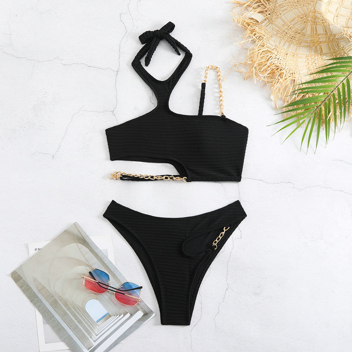 Dame Bikini-sæt med asymmetrisk design og innovative kædedetaljer Stilla