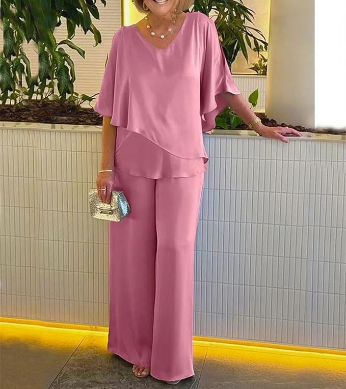 Dame elegant to-delt outfit med flydende snit Stilla