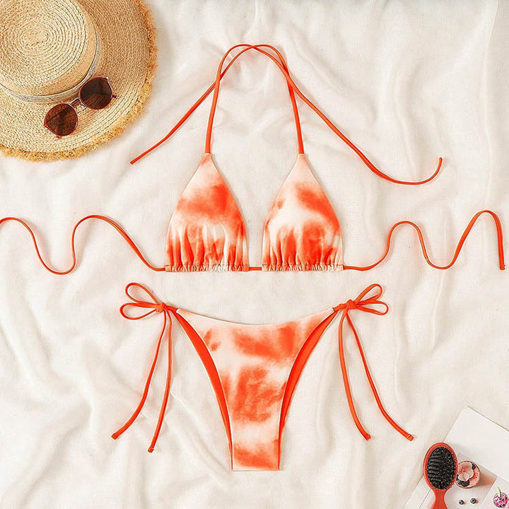 Dame Triangel Bikini med justerbare bindebånd og raffineret flæse-design Skovae
