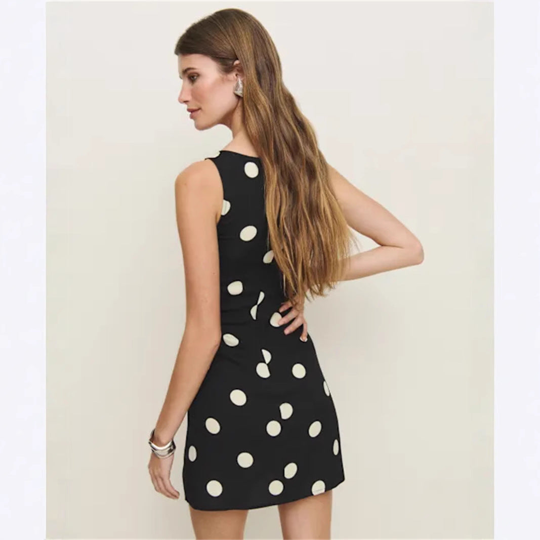 Damer Minikjole med polka-dot mønster og sidelængde Stilla