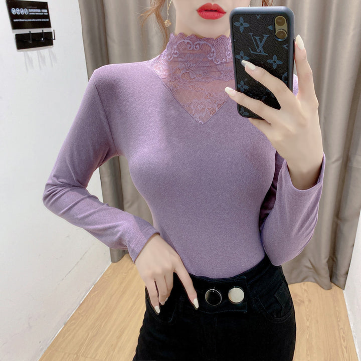 Dame skjorte med elegante blonde detaljer Stilla
