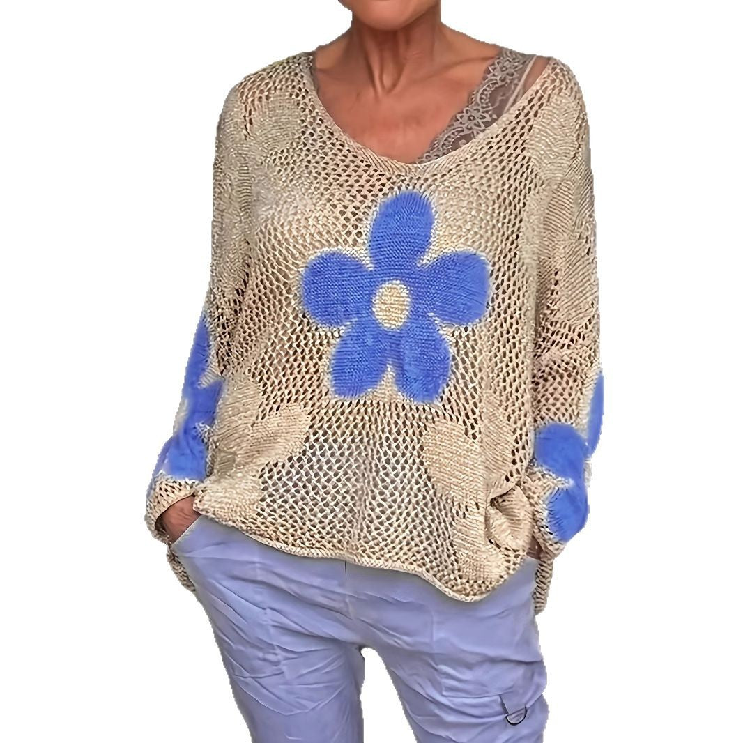 Dame nettrøje med farverigt blomsterdesign Stilla