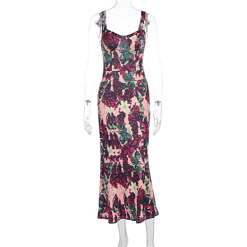 Dame Elegant Maxikjole med blomsterprint og feminin pasform Skovae