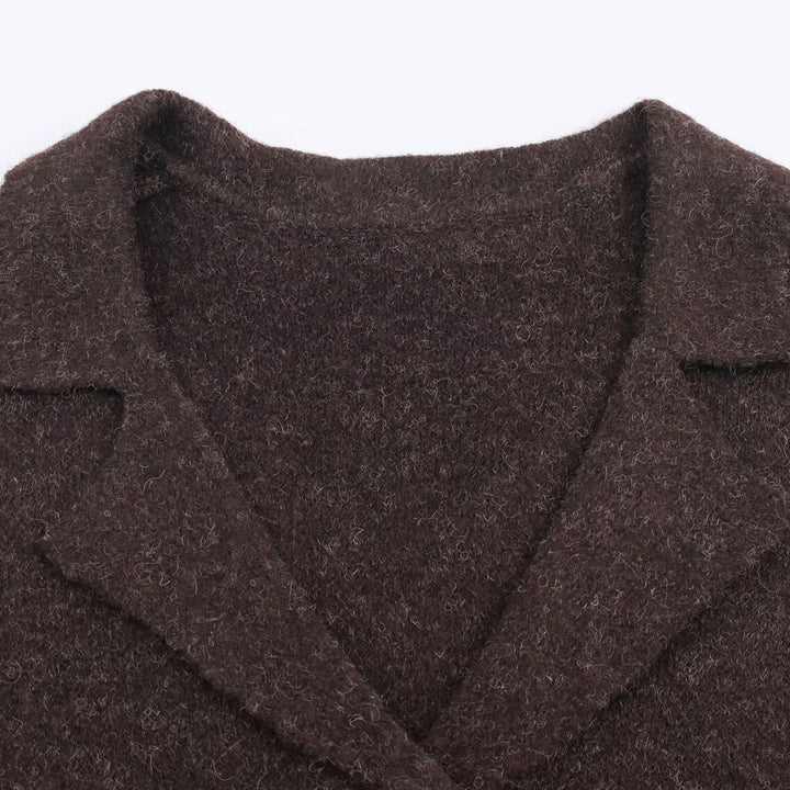 Damerne mode strikket blazer med elegante revers Stilla
