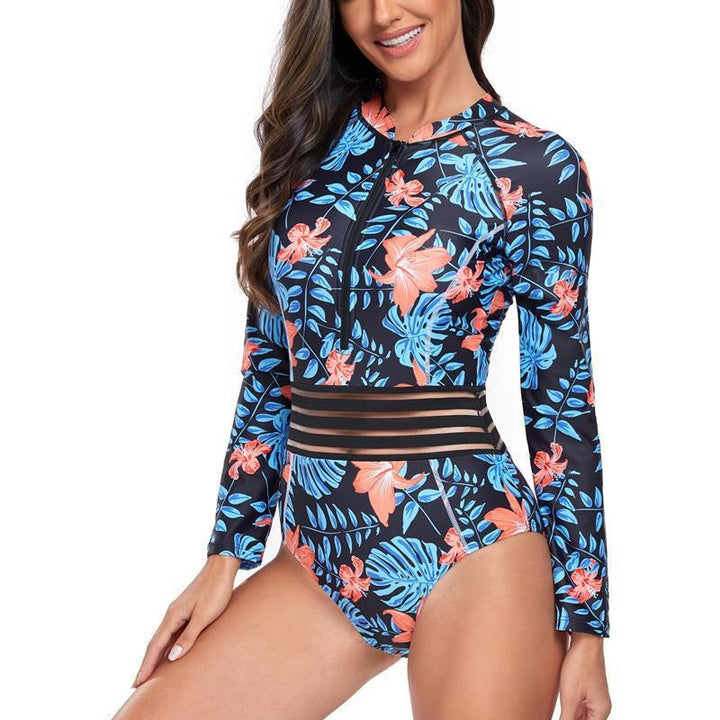 Dame Sports UV-beskyttende surfdragt med blomsterprint og lynlås Stilla