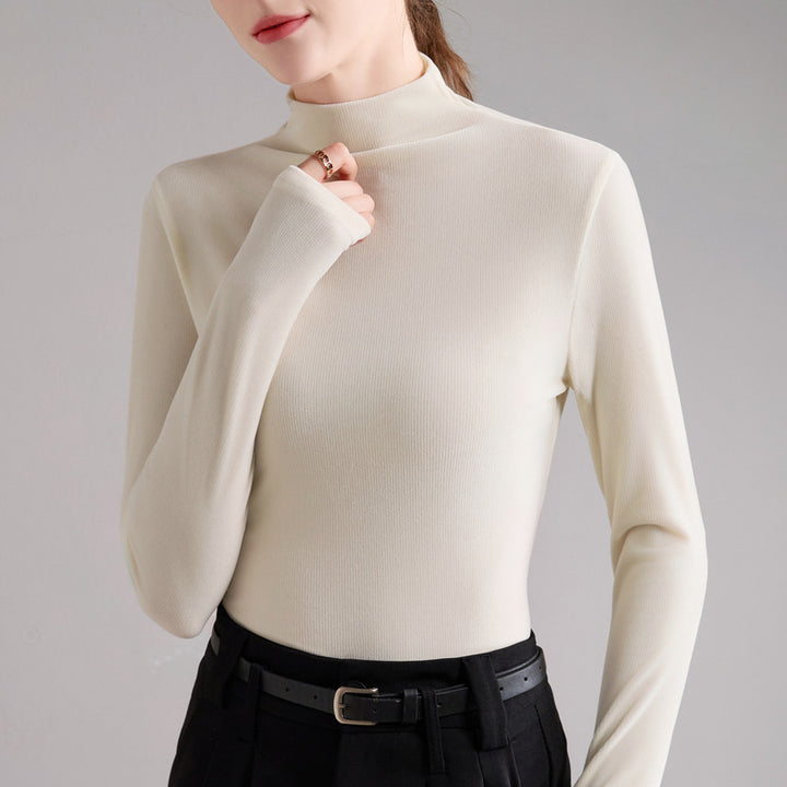 Dame Turtleneck Pullover med innovativt Veloursdesign Stilla