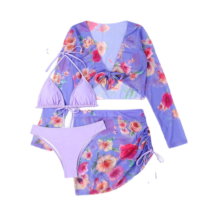 Dame top og nederdel med blomstret design Stilla