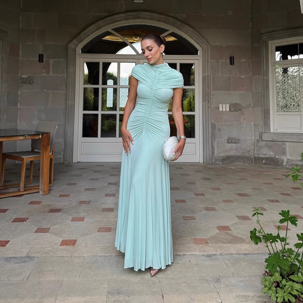 Dame Maxikjole med elegant draperingsdesign Stilla