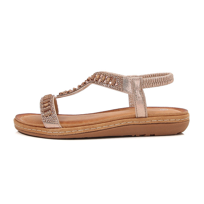 Dame flip-flops med kunstneriske perlestræk og rhinestone-detaljer Stilla