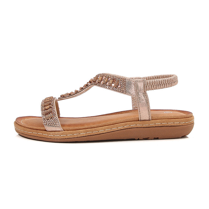 Dame flip-flops med kunstneriske perlestræk og rhinestone-detaljer Stilla