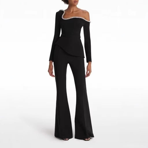 Dame elegant heldragt med asymmetrisk design og glitrende pynt Stilla