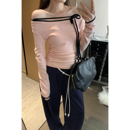Dame Off-Shoulder Langærmet Top med justerbare stropper Stilla