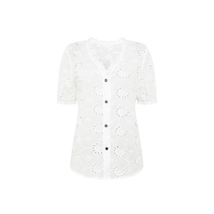 Dame bomuldsbroderet bluse Stilla