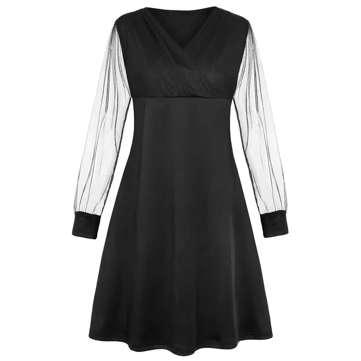 Dame wrapkjole med transparente lange ærmer Stilla