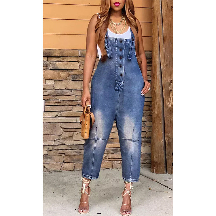 Dame Overall i denim med knapdetalje Stilla
