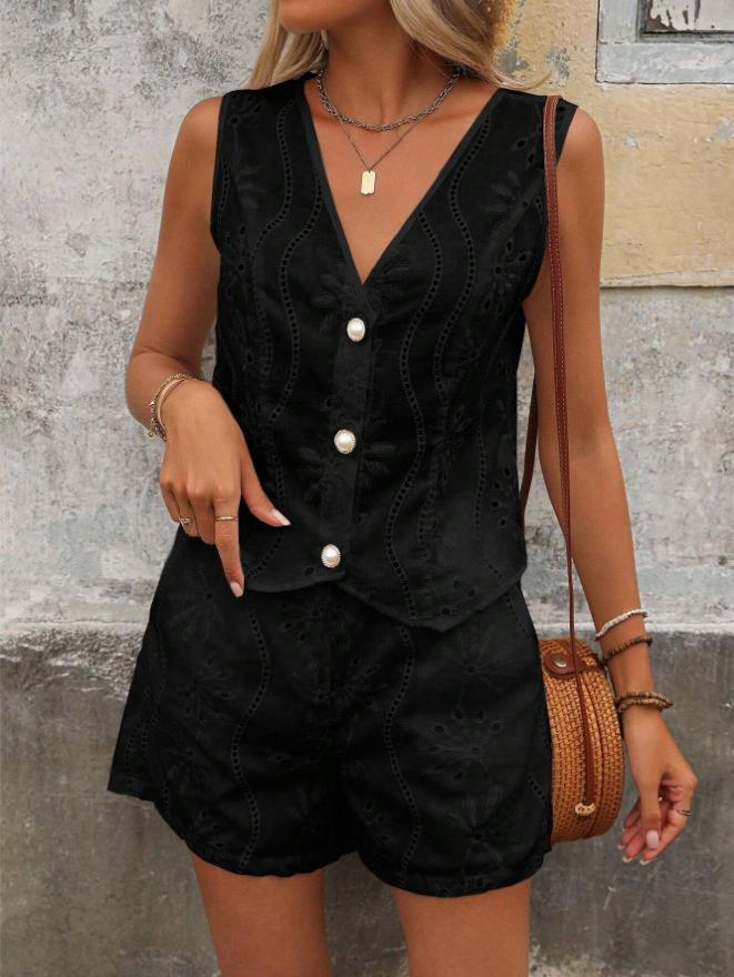 Dame Figursyet Bluse med Knapper Stilla