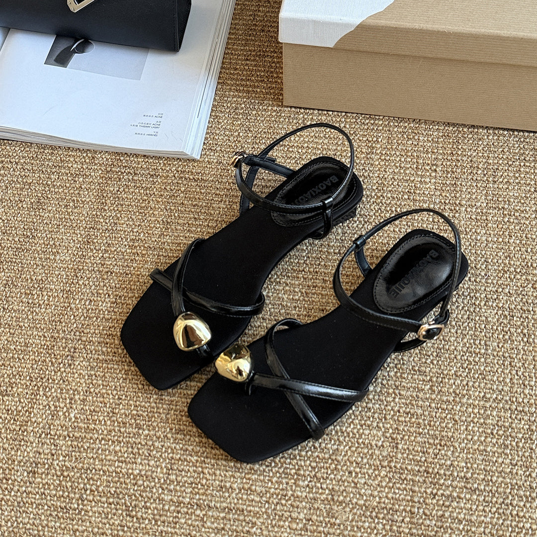 Femme Elegante Kvadratstæer snoede Sandaler Stilla