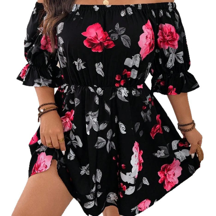 Dame Off-Shoulder Blomsterkjole med Flæseærmer Stilla