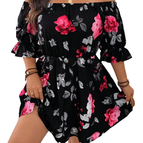 Dame Off-Shoulder Blomsterkjole med Flæseærmer Stilla