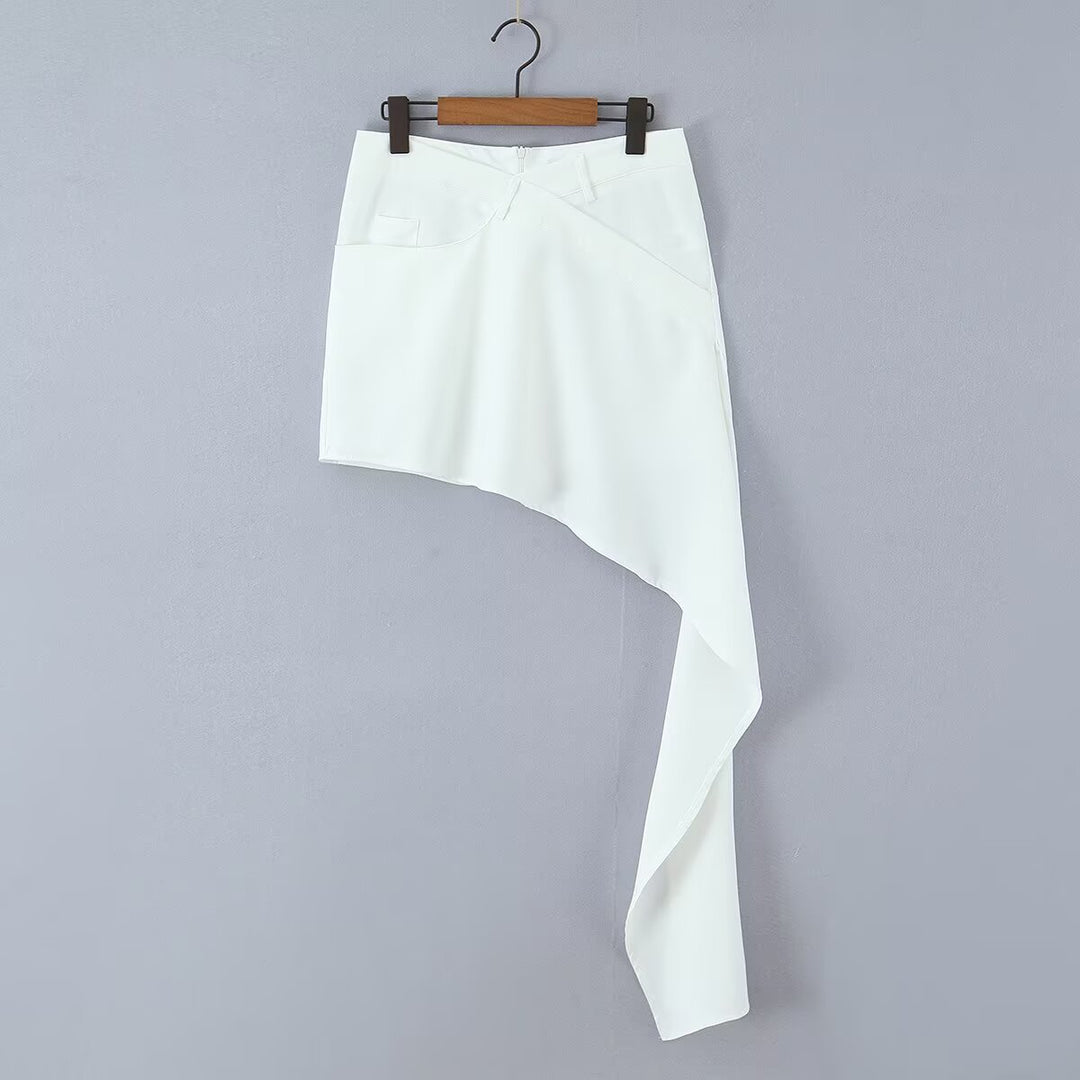 Dame Cropped Bluse med asymmetrisk Nederdel Skovae