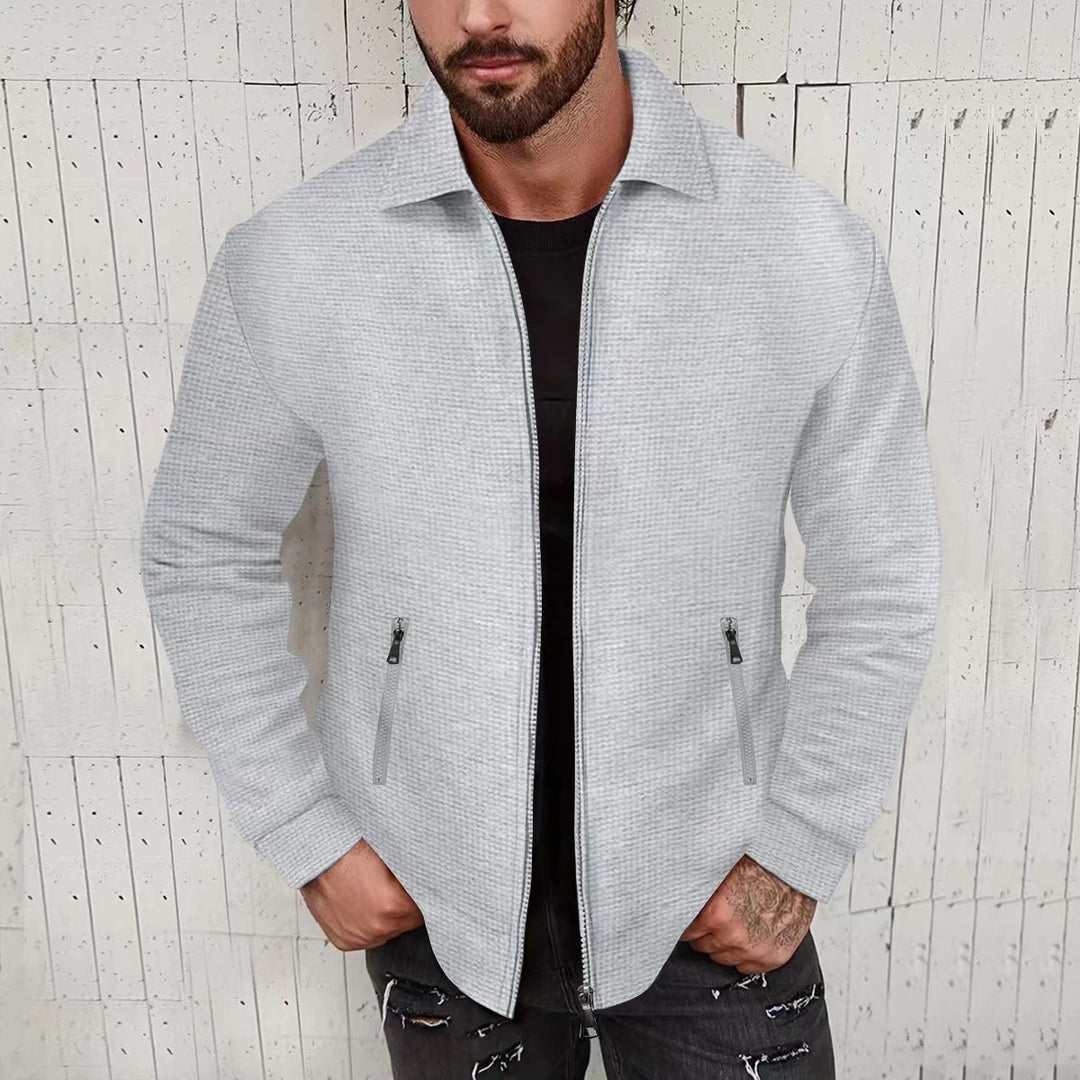 Herrer fashionable jakke lavet af struktureret materiale med moderne lynlåslommer Stilla