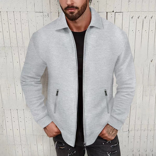 Herrer fashionable jakke lavet af struktureret materiale med moderne lynlåslommer Stilla