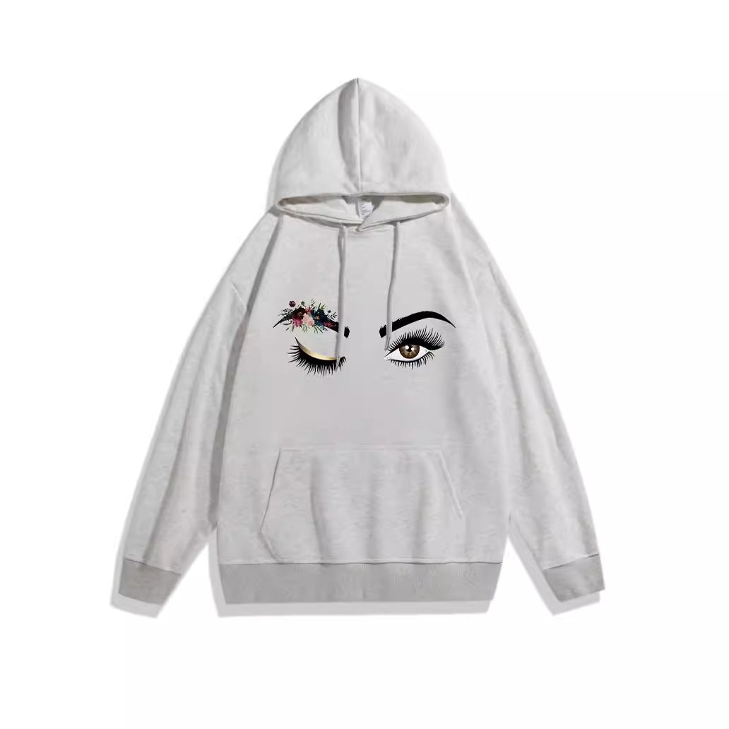 Dame Hoodie med Kreativt Øje Motiv Skovae