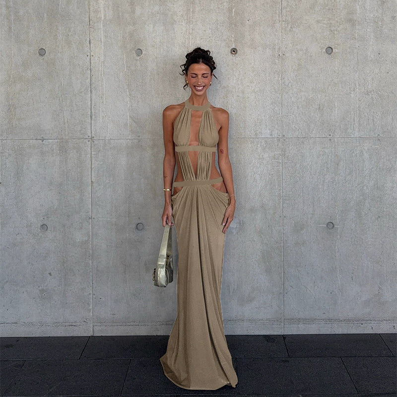 Dame elegant wrap dress med dyb V-udskæring og moderigtige draperinger Skovae