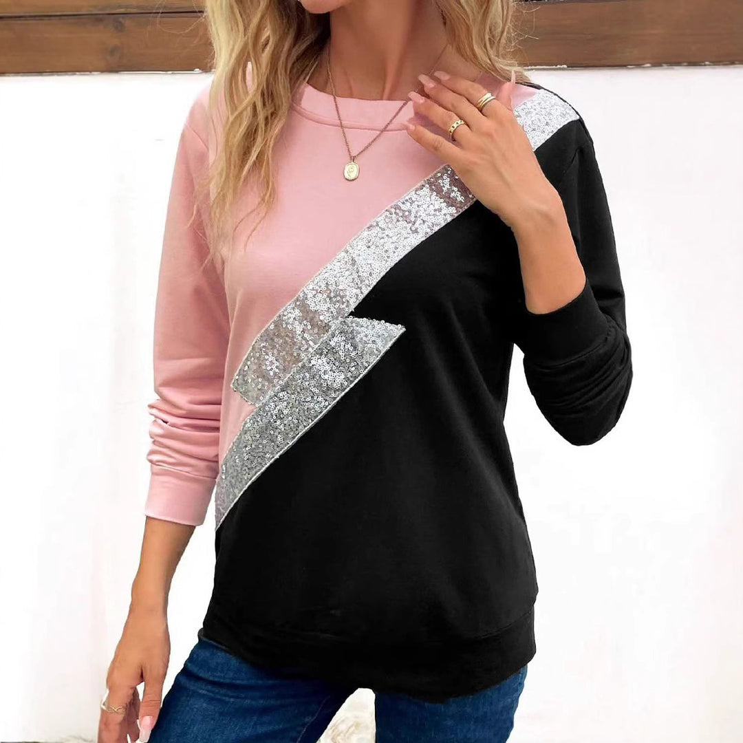 Dame sweatshirt med glitrende diagonalt indlæg Stilla