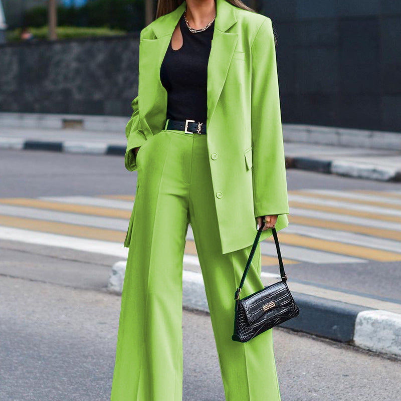 Dame Oversized Blazer og Vidde Bukser Kombination Skovae