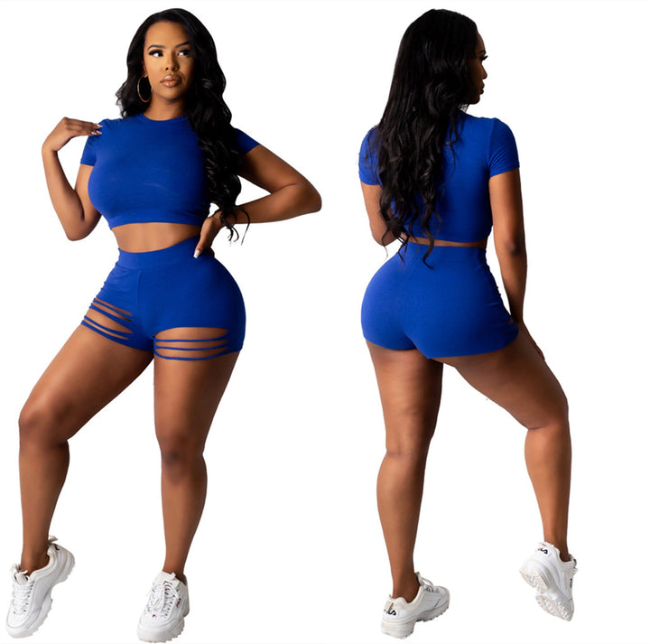 Dame Sports Crop-Top og Shorts med Cut-Out-detaljer Stilla