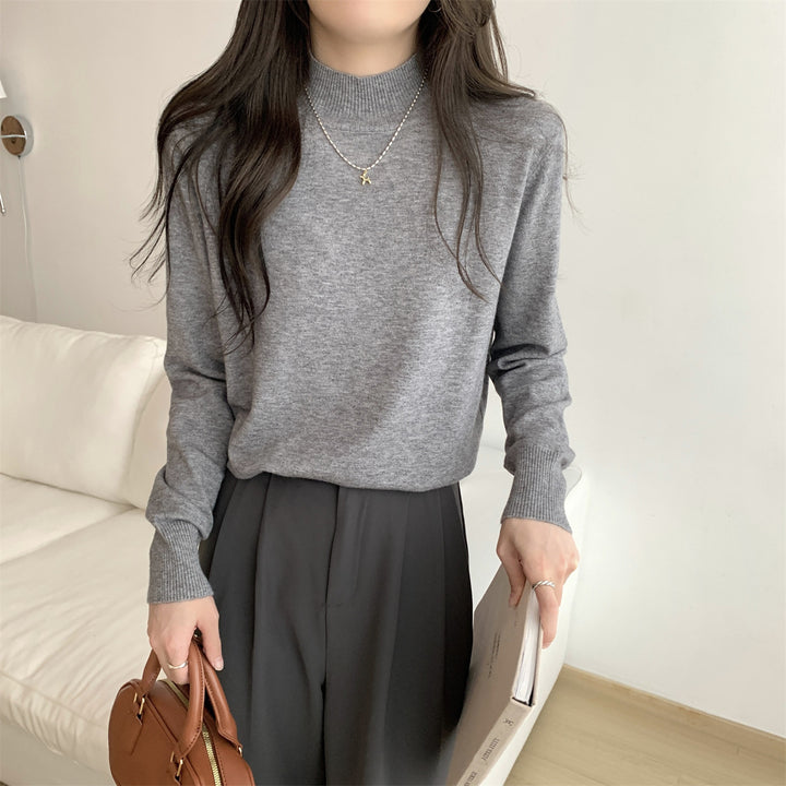 Dame finstrikket sweater med moderne ståkrave og afslappet pasform Stilla