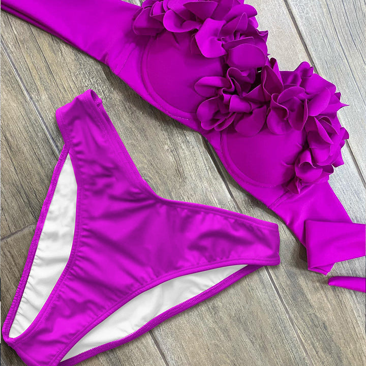 Dame Bikini-sæt med romantiske blomsterapplikationer og elegant snit Stilla