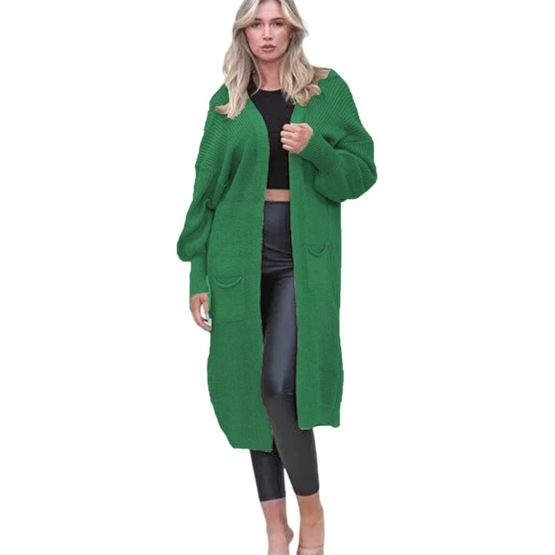 Kvinders Chunky Strik Cardigan med Åbne Lommer og Casual Design Stilla
