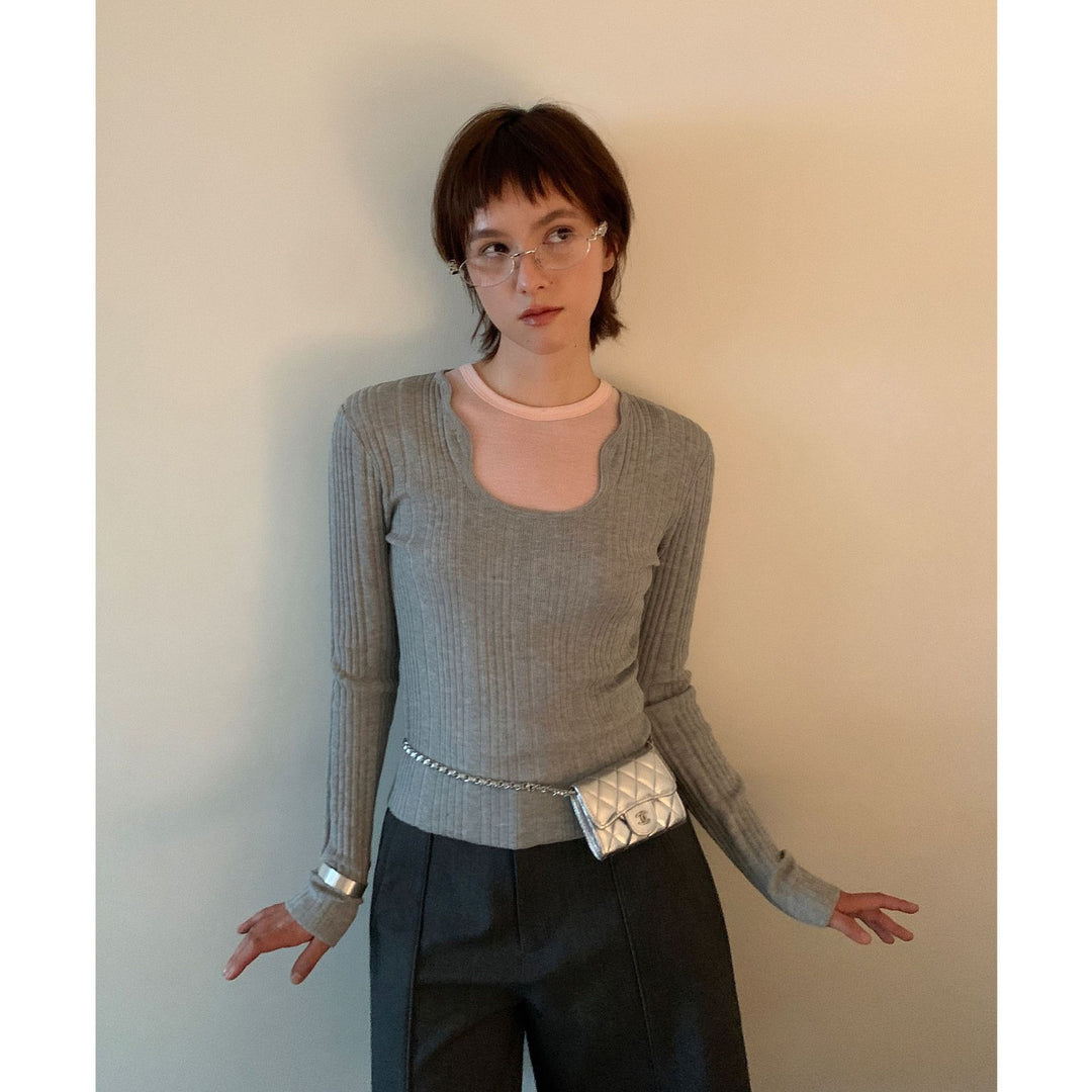 Damer innovativ layering-top med moderne strikmix Stilla