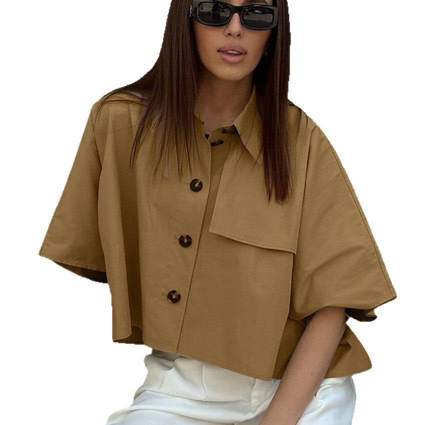 Dame elegant Oversized Bluse med asymmetrisk design og praktiske knapdetaljer Stilla