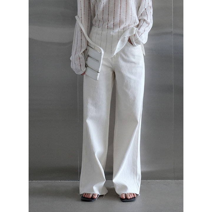 Dame bred High-Waist-jeans i høj kvalitet denim Stilla