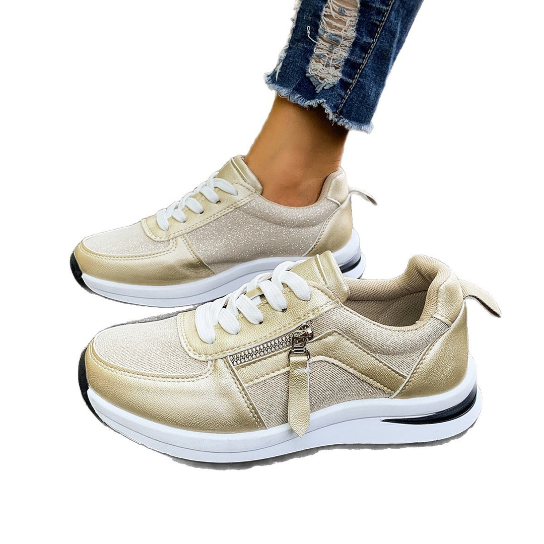 Dame Lace-Up Sneakers med moderne lynlås og behagelig dæmpning Stilla