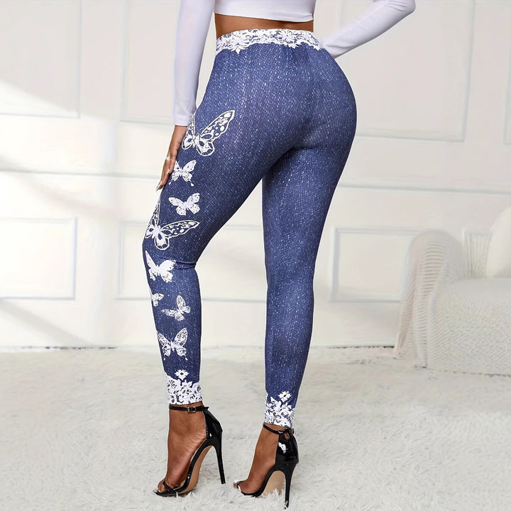 Dame leggings med høj talje og feminine spidsdetaljer Stilla