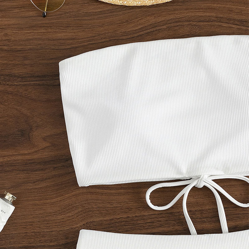 Dame Ribbet Bandeau Bikini Sæt Stilla