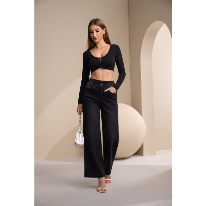 Dame brede High-Waist Jeans med klassisk snit og moderne touch Skovae