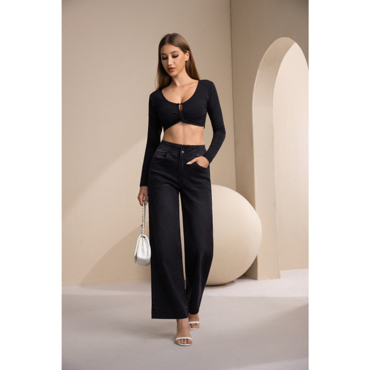 Dame brede High-Waist Jeans med klassisk snit og moderne touch Skovae