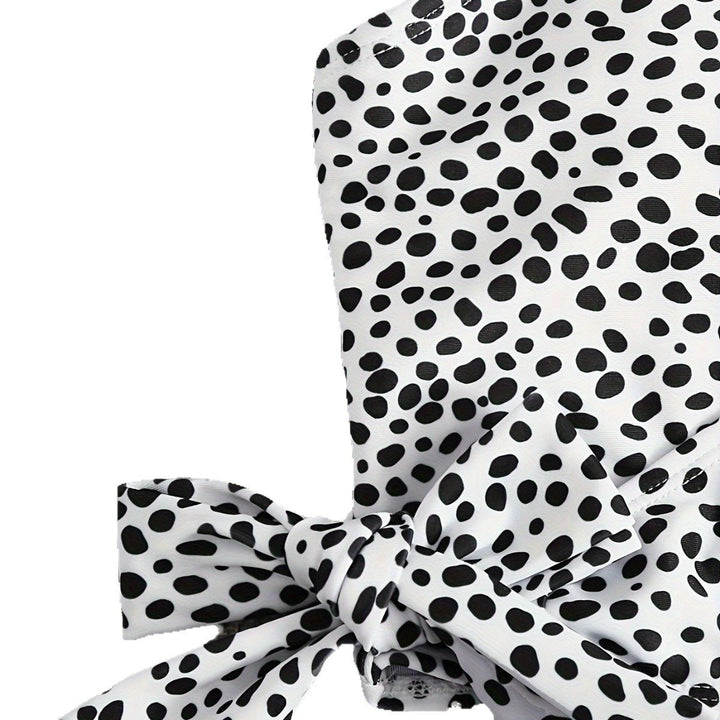 Dame indpakket bikini sæt med høj talje og elegante polka prikker Skovae