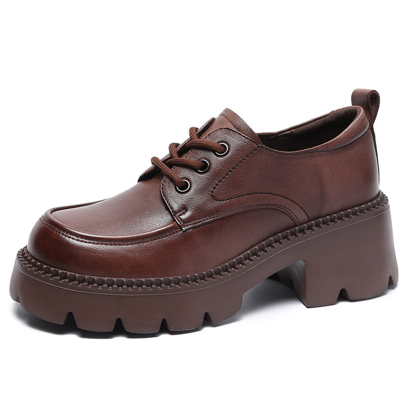 Dame Chunky Platform Oxford Sko med Dekorative Syninger Stilla